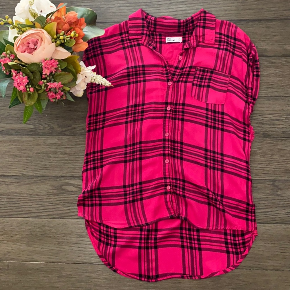 Epic threads short sleeve flannel button down top